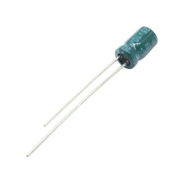 خازن الکترولیتی 10uF / 25V تایوانی مارک TAICON با طول عمر بالا